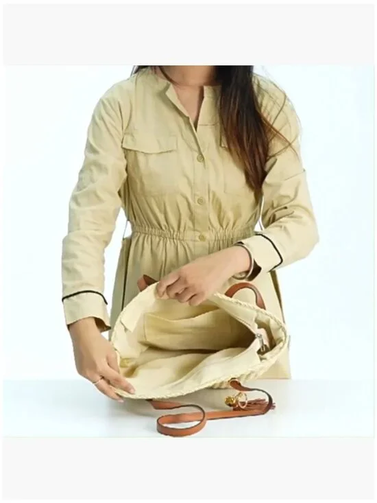 Large Straw Tote Bag with Tassel for Beach Travel Shoulder Handbag - Picture 7 of 7